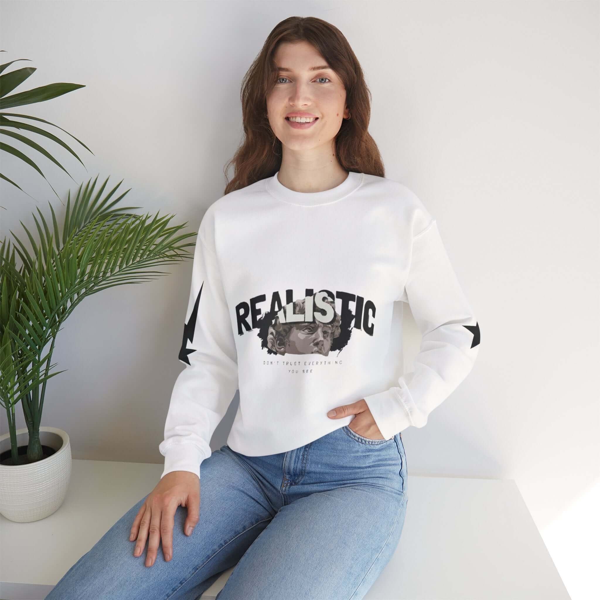 Realistic Trust Issue Graphic Crewneck Sweatshirt