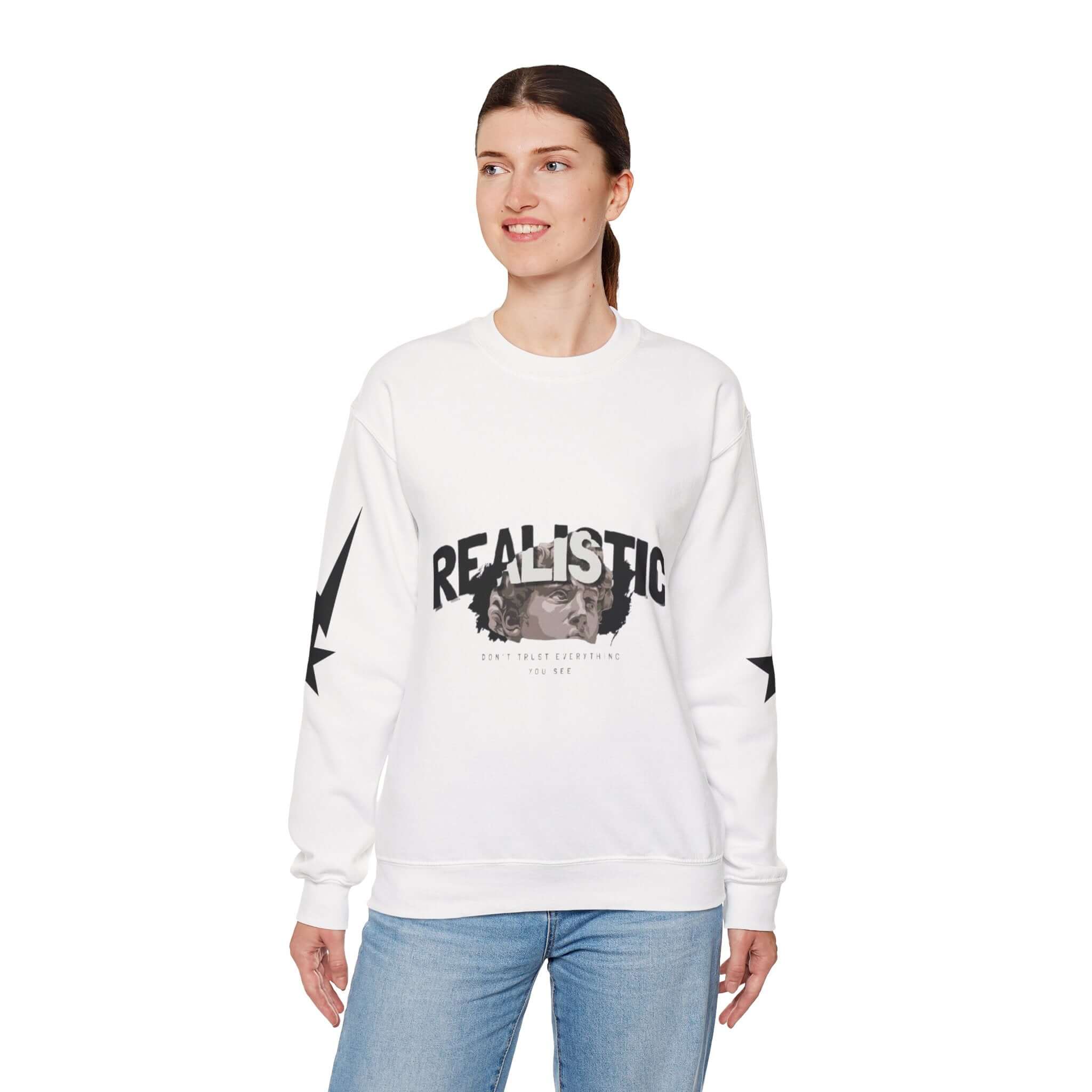 Realistic Trust Issue Graphic Crewneck Sweatshirt